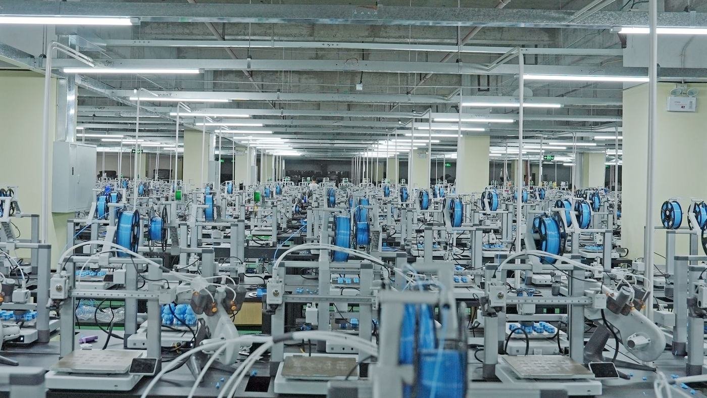 VOXFIL filament factory — extrusion hall with 60 production lines