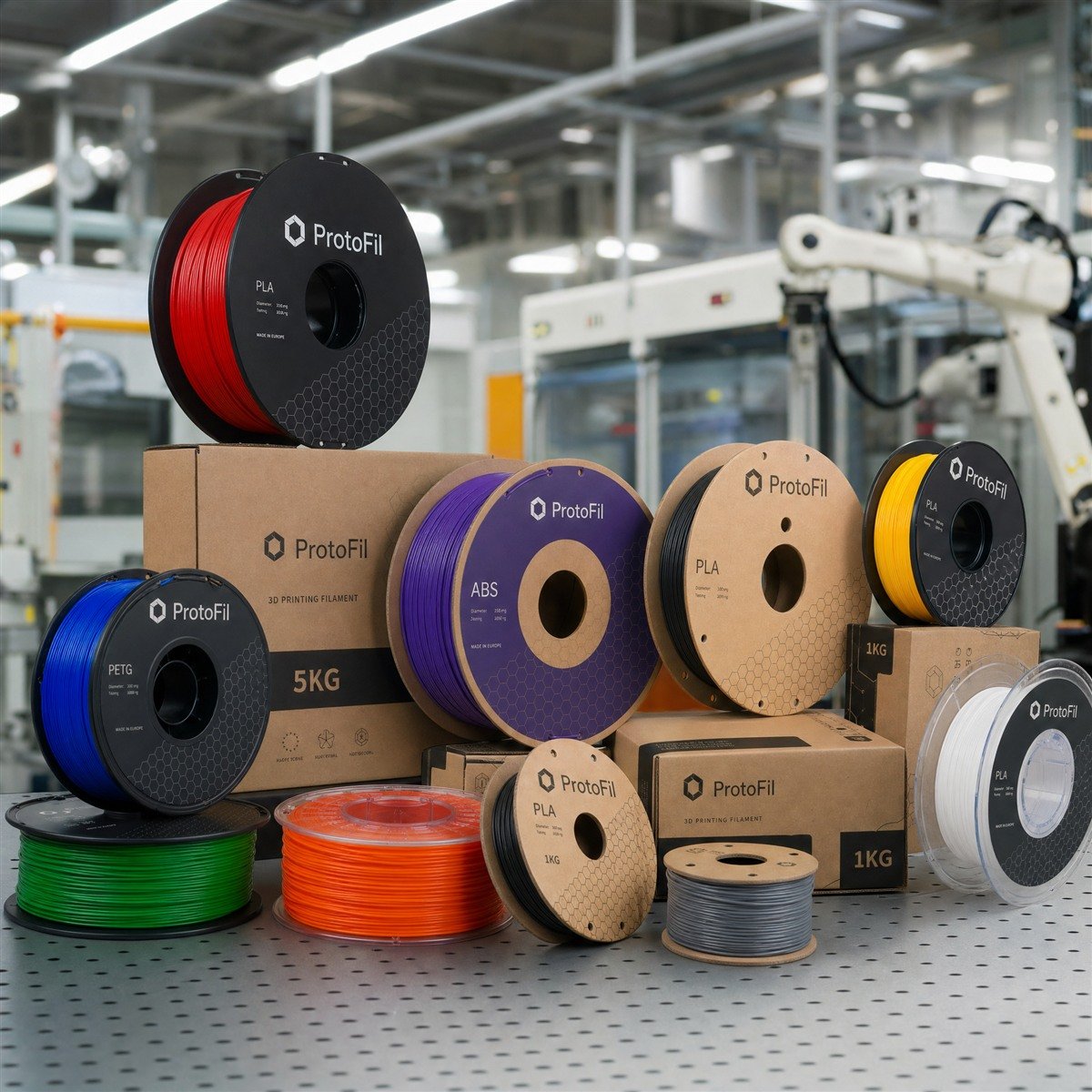 3D printing filament scene — VOX-01, our first extrusion line